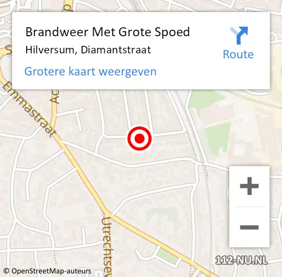 Locatie op kaart van de 112 melding: Brandweer Met Grote Spoed Naar Hilversum, Diamantstraat op 25 december 2022 00:55