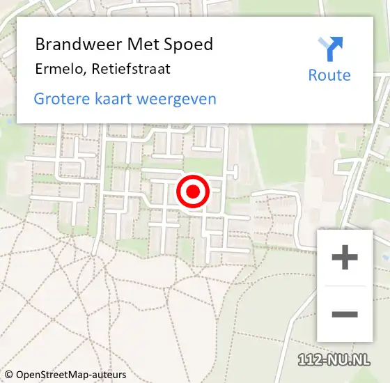 Locatie op kaart van de 112 melding: Brandweer Met Spoed Naar Ermelo, Retiefstraat op 25 december 2022 01:00