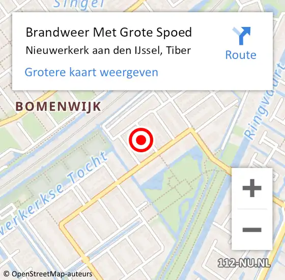 Locatie op kaart van de 112 melding: Brandweer Met Grote Spoed Naar Nieuwerkerk aan den IJssel, Tiber op 25 december 2022 01:18