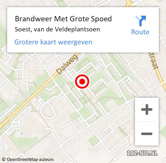 Locatie op kaart van de 112 melding: Brandweer Met Grote Spoed Naar Soest, van de Veldeplantsoen op 25 december 2022 01:40