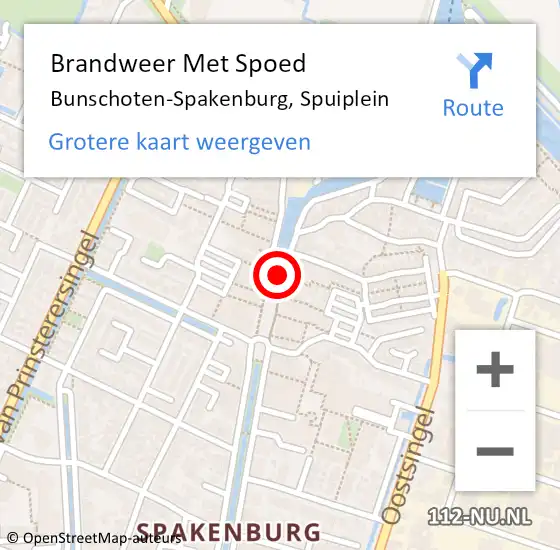 Locatie op kaart van de 112 melding: Brandweer Met Spoed Naar Bunschoten-Spakenburg, Spuiplein op 25 december 2022 02:05