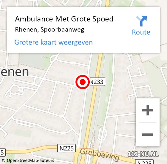 Locatie op kaart van de 112 melding: Ambulance Met Grote Spoed Naar Rhenen, Spoorbaanweg op 25 december 2022 02:15