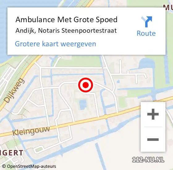 Locatie op kaart van de 112 melding: Ambulance Met Grote Spoed Naar Andijk, Notaris Steenpoortestraat op 25 december 2022 02:25