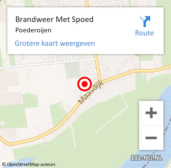 Locatie op kaart van de 112 melding: Brandweer Met Spoed Naar Poederoijen op 25 december 2022 02:34