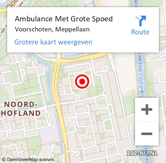 Locatie op kaart van de 112 melding: Ambulance Met Grote Spoed Naar Voorschoten, Meppellaan op 25 december 2022 03:41