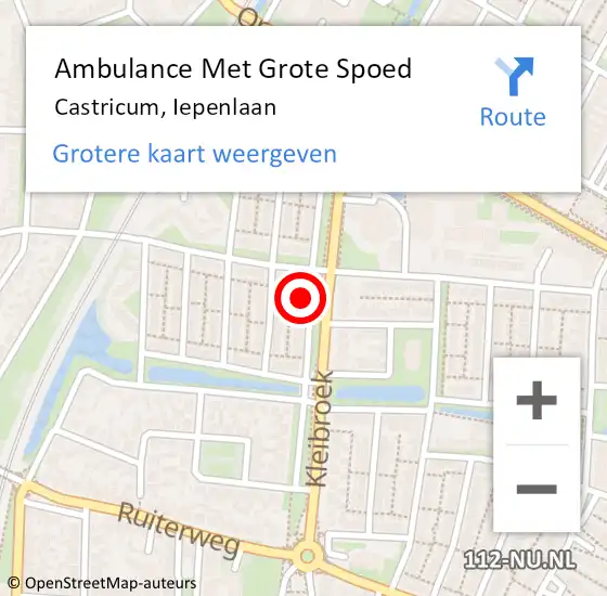 Locatie op kaart van de 112 melding: Ambulance Met Grote Spoed Naar Castricum, Iepenlaan op 25 december 2022 03:44