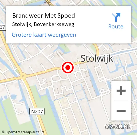 Locatie op kaart van de 112 melding: Brandweer Met Spoed Naar Stolwijk, Bovenkerkseweg op 9 augustus 2014 17:24