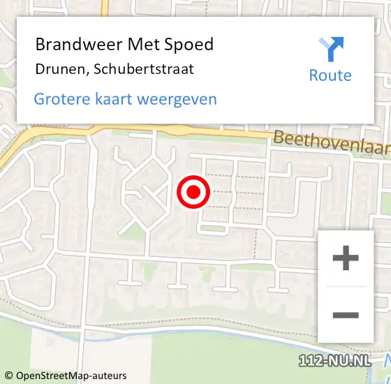 Locatie op kaart van de 112 melding: Brandweer Met Spoed Naar Drunen, Schubertstraat op 25 december 2022 04:01