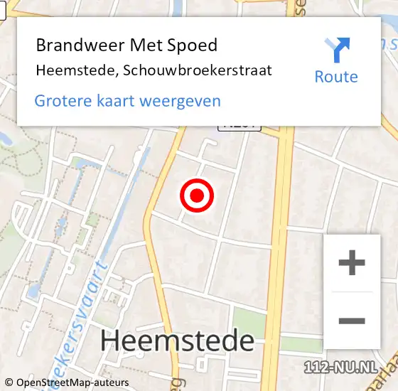 Locatie op kaart van de 112 melding: Brandweer Met Spoed Naar Heemstede, Schouwbroekerstraat op 25 december 2022 05:06