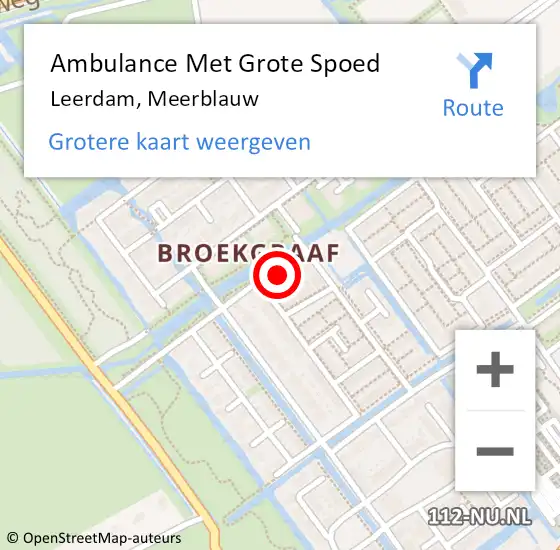 Locatie op kaart van de 112 melding: Ambulance Met Grote Spoed Naar Leerdam, Meerblauw op 25 december 2022 05:25