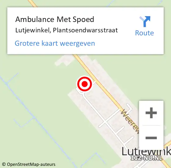 Locatie op kaart van de 112 melding: Ambulance Met Spoed Naar Lutjewinkel, Plantsoendwarsstraat op 9 augustus 2014 17:30