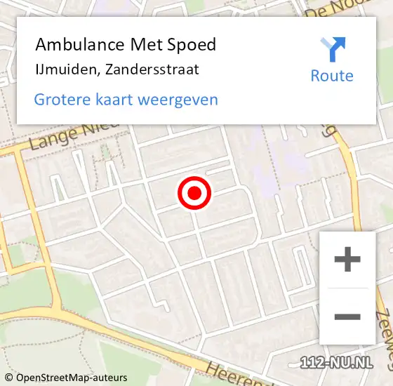 Locatie op kaart van de 112 melding: Ambulance Met Spoed Naar IJmuiden, Zandersstraat op 25 december 2022 06:28