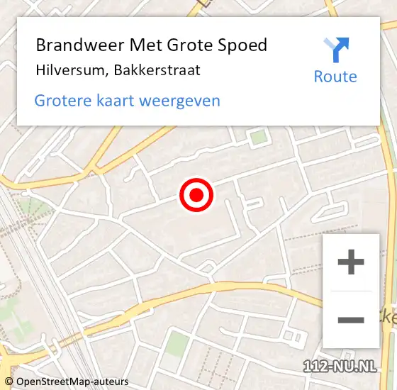 Locatie op kaart van de 112 melding: Brandweer Met Grote Spoed Naar Hilversum, Bakkerstraat op 25 december 2022 07:33