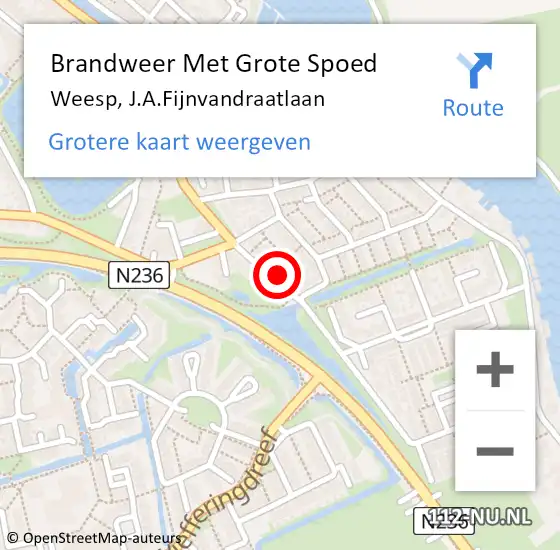 Locatie op kaart van de 112 melding: Brandweer Met Grote Spoed Naar Weesp, J.A.Fijnvandraatlaan op 25 december 2022 07:51