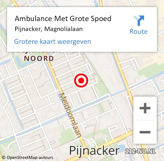 Locatie op kaart van de 112 melding: Ambulance Met Grote Spoed Naar Pijnacker, Magnolialaan op 25 december 2022 08:38