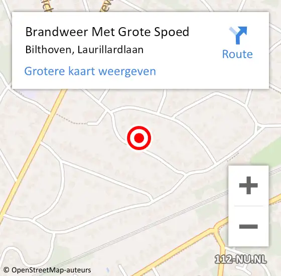 Locatie op kaart van de 112 melding: Brandweer Met Grote Spoed Naar Bilthoven, Laurillardlaan op 25 december 2022 09:18