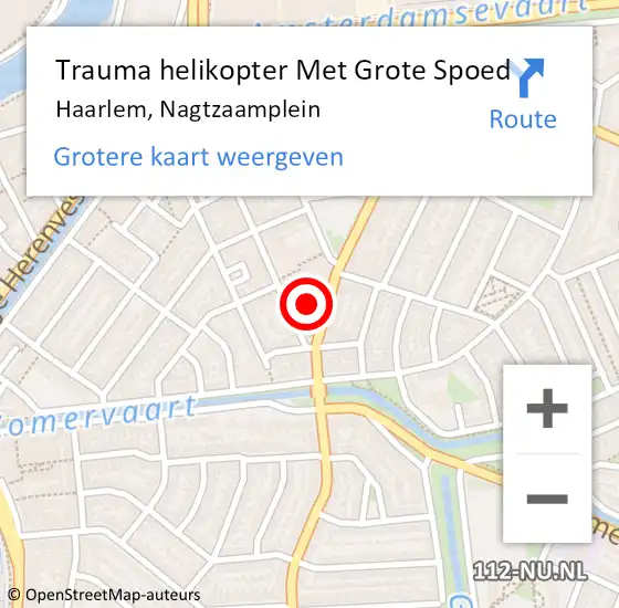 Locatie op kaart van de 112 melding: Trauma helikopter Met Grote Spoed Naar Haarlem, Nagtzaamplein op 25 december 2022 09:30