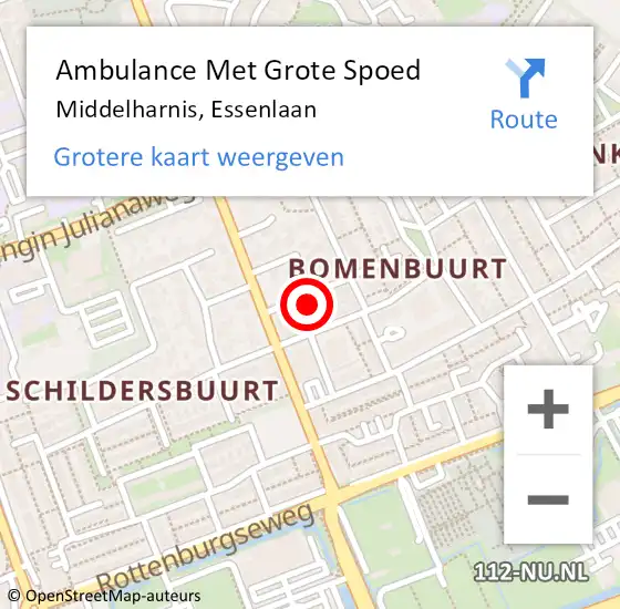 Locatie op kaart van de 112 melding: Ambulance Met Grote Spoed Naar Middelharnis, Essenlaan op 25 december 2022 09:36