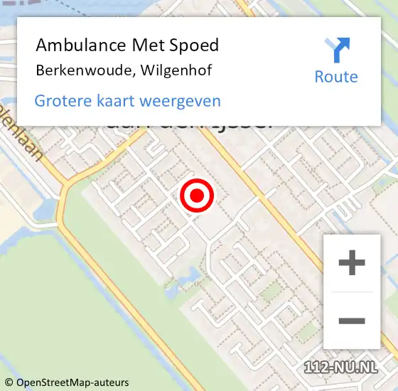 Locatie op kaart van de 112 melding: Ambulance Met Spoed Naar Berkenwoude, Wilgenhof op 25 december 2022 10:20