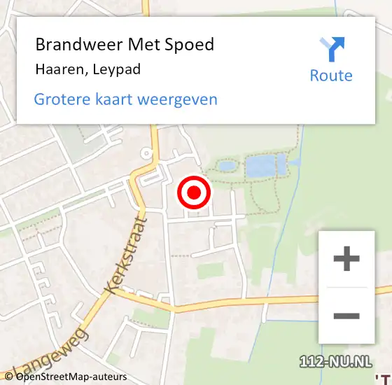 Locatie op kaart van de 112 melding: Brandweer Met Spoed Naar Haaren, Leypad op 25 december 2022 10:20