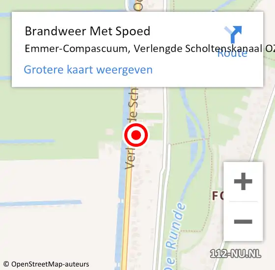Locatie op kaart van de 112 melding: Brandweer Met Spoed Naar Emmer-Compascuum, Verlengde Scholtenskanaal OZ op 25 december 2022 10:29