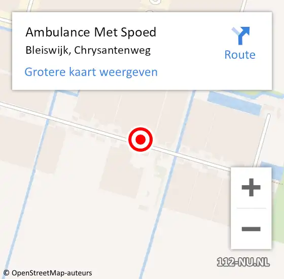 Locatie op kaart van de 112 melding: Ambulance Met Spoed Naar Bleiswijk, Chrysantenweg op 25 december 2022 10:34