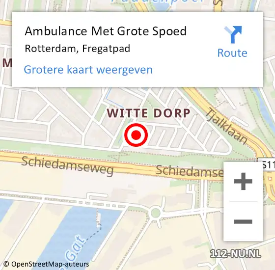 Locatie op kaart van de 112 melding: Ambulance Met Grote Spoed Naar Rotterdam, Fregatpad op 25 december 2022 10:41
