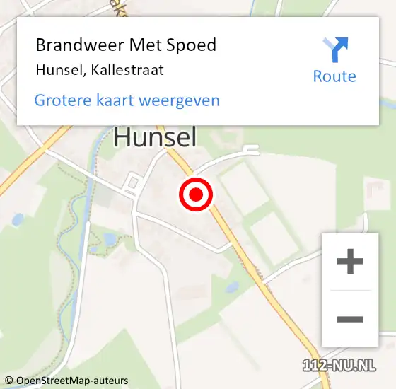 Locatie op kaart van de 112 melding: Brandweer Met Spoed Naar Hunsel, Kallestraat op 25 december 2022 10:44