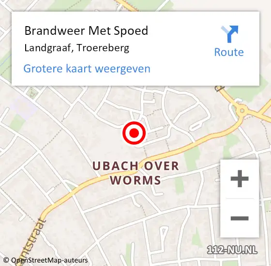 Locatie op kaart van de 112 melding: Brandweer Met Spoed Naar Landgraaf, Troereberg op 25 december 2022 12:01