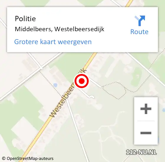Locatie op kaart van de 112 melding: Politie Middelbeers, Westelbeersedijk op 25 december 2022 12:02