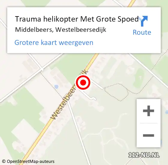 Locatie op kaart van de 112 melding: Trauma helikopter Met Grote Spoed Naar Middelbeers, Westelbeersedijk op 25 december 2022 12:04