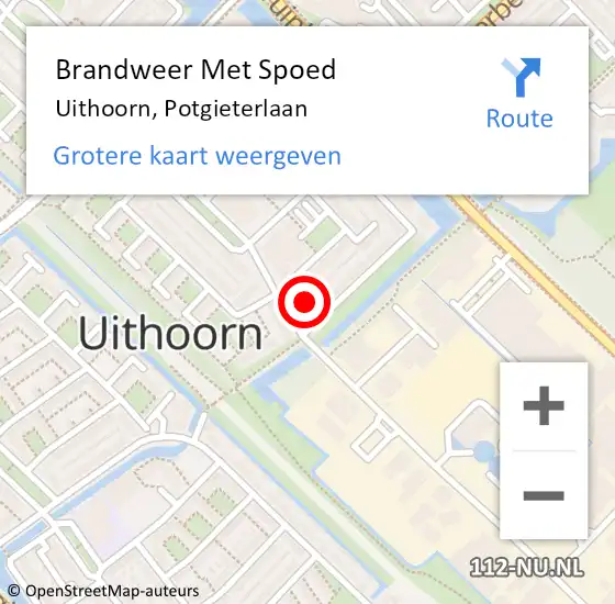 Locatie op kaart van de 112 melding: Brandweer Met Spoed Naar Uithoorn, Potgieterlaan op 25 december 2022 12:30