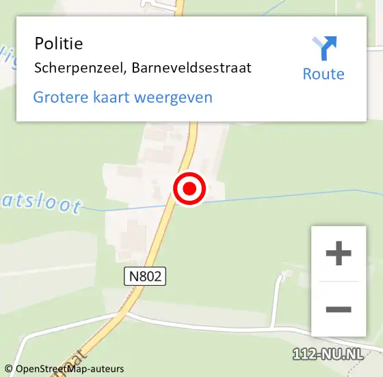 Locatie op kaart van de 112 melding: Politie Scherpenzeel, Barneveldsestraat op 25 december 2022 12:45