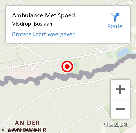 Locatie op kaart van de 112 melding: Ambulance Met Spoed Naar Vlodrop, Boslaan op 25 december 2022 12:48