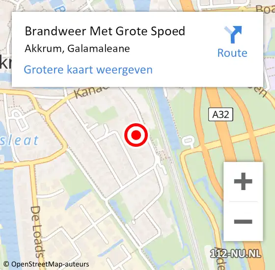 Locatie op kaart van de 112 melding: Brandweer Met Grote Spoed Naar Akkrum, Galamaleane op 25 december 2022 13:04