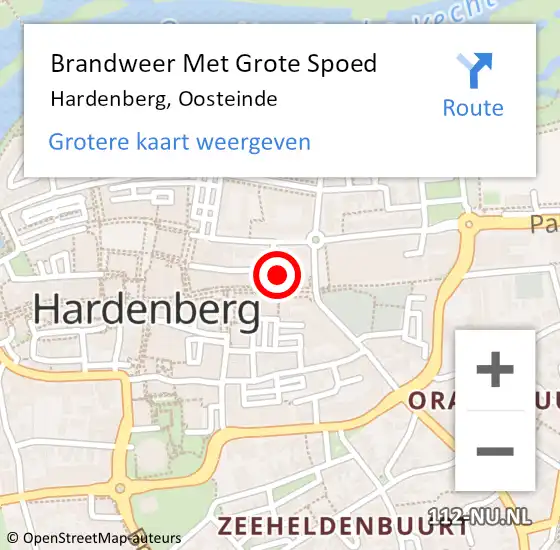 Locatie op kaart van de 112 melding: Brandweer Met Grote Spoed Naar Hardenberg, Oosteinde op 25 december 2022 13:14