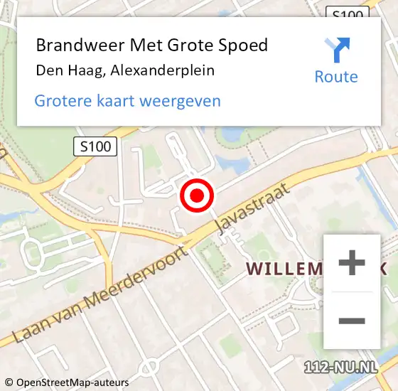 Locatie op kaart van de 112 melding: Brandweer Met Grote Spoed Naar Den Haag, Alexanderplein op 25 december 2022 13:15