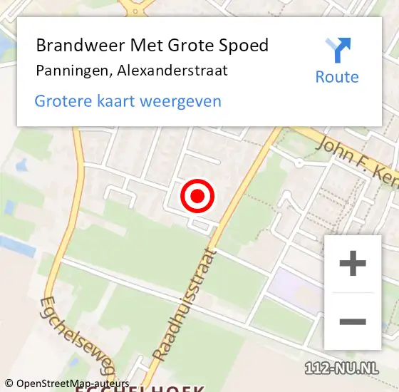 Locatie op kaart van de 112 melding: Brandweer Met Grote Spoed Naar Panningen, Alexanderstraat op 25 december 2022 13:37