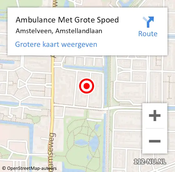 Locatie op kaart van de 112 melding: Ambulance Met Grote Spoed Naar Amstelveen, Amstellandlaan op 25 december 2022 13:52