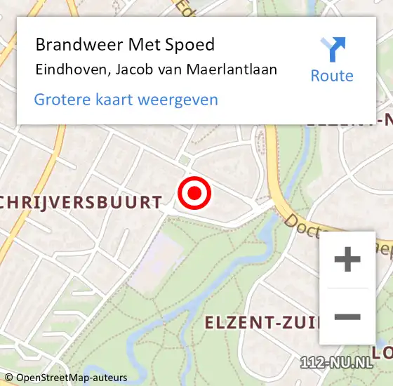 Locatie op kaart van de 112 melding: Brandweer Met Spoed Naar Eindhoven, Jacob van Maerlantlaan op 25 december 2022 14:00