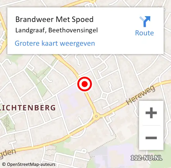 Locatie op kaart van de 112 melding: Brandweer Met Spoed Naar Landgraaf, Beethovensingel op 25 december 2022 14:32