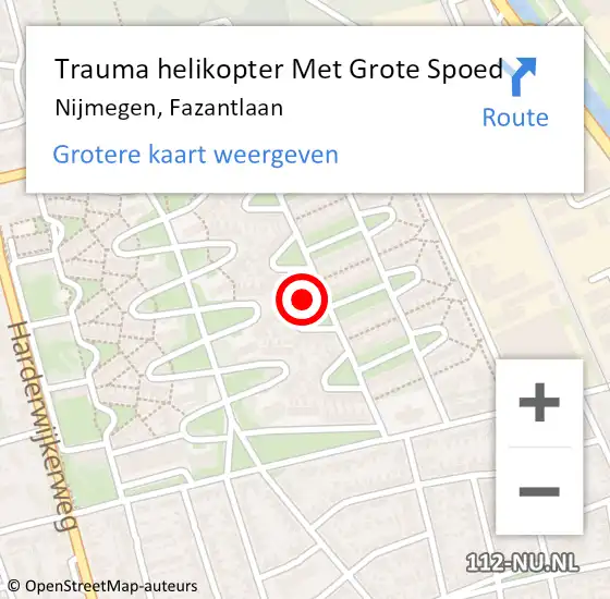 Locatie op kaart van de 112 melding: Trauma helikopter Met Grote Spoed Naar Nijmegen, Fazantlaan op 25 december 2022 15:02