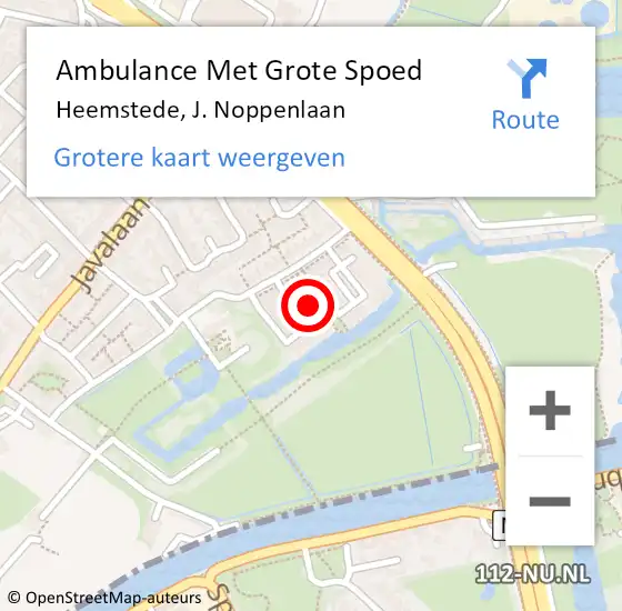 Locatie op kaart van de 112 melding: Ambulance Met Grote Spoed Naar Heemstede, J. Noppenlaan op 25 december 2022 15:17