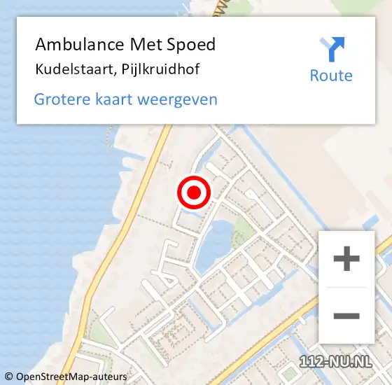 Locatie op kaart van de 112 melding: Ambulance Met Spoed Naar Kudelstaart, Pijlkruidhof op 25 december 2022 15:20