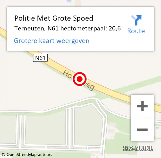 Locatie op kaart van de 112 melding: Politie Met Grote Spoed Naar Terneuzen, N61 hectometerpaal: 20,6 op 25 december 2022 15:40