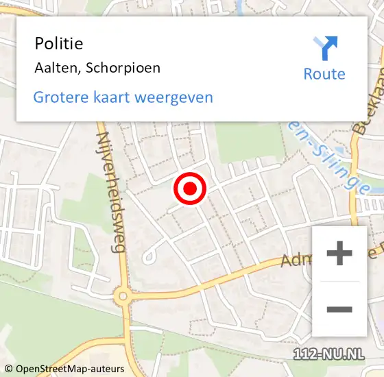 Locatie op kaart van de 112 melding: Politie Aalten, Schorpioen op 25 december 2022 15:43