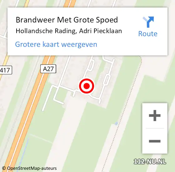 Locatie op kaart van de 112 melding: Brandweer Met Grote Spoed Naar Hollandsche Rading, Adri Piecklaan op 25 december 2022 15:43