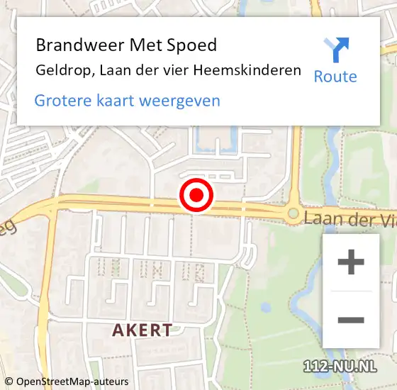 Locatie op kaart van de 112 melding: Brandweer Met Spoed Naar Geldrop, Laan der vier Heemskinderen op 25 december 2022 16:18