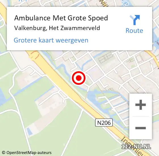 Locatie op kaart van de 112 melding: Ambulance Met Grote Spoed Naar Valkenburg, Het Zwammerveld op 25 december 2022 17:06