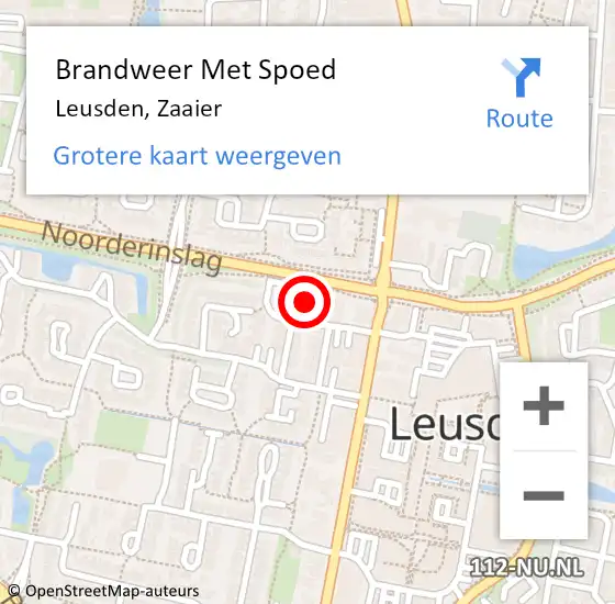 Locatie op kaart van de 112 melding: Brandweer Met Spoed Naar Leusden, Zaaier op 25 december 2022 17:13